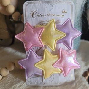 Star Hair Clips - Pink, Yellow, Purple